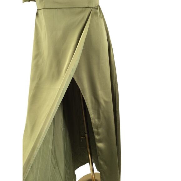 AW BRIDAL 2 XS fennel seed green Etta satin formal bridesmaid maxi dress NEW b85 - Picture 5 of 10